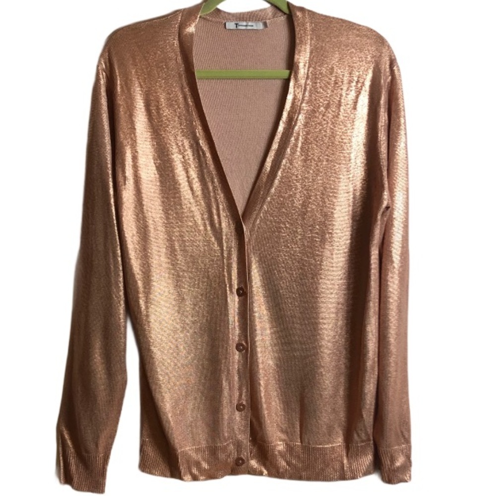 T Alexander Wang Rose Gold Metallic Cardigan